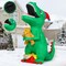 GOOSH 7 FT Christmas Inflatables Dinosaur T Rex with Xmas Hat Holding a Bear with Built-in LEDs